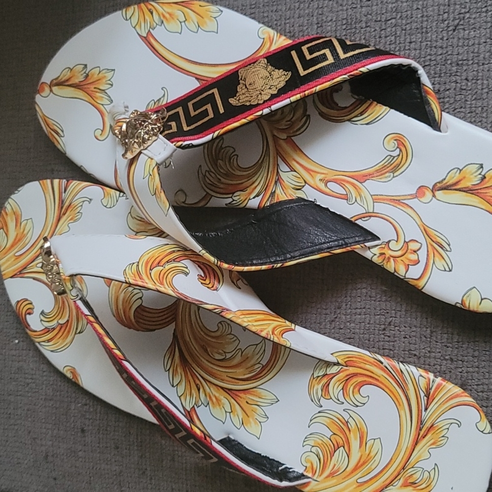 White flip flop sandals